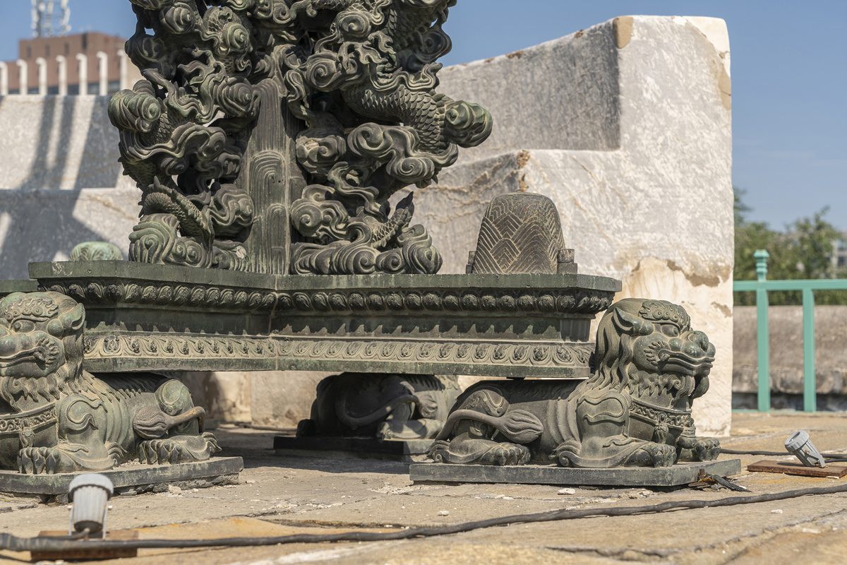 Detail of bronze casting on astronomical instrument