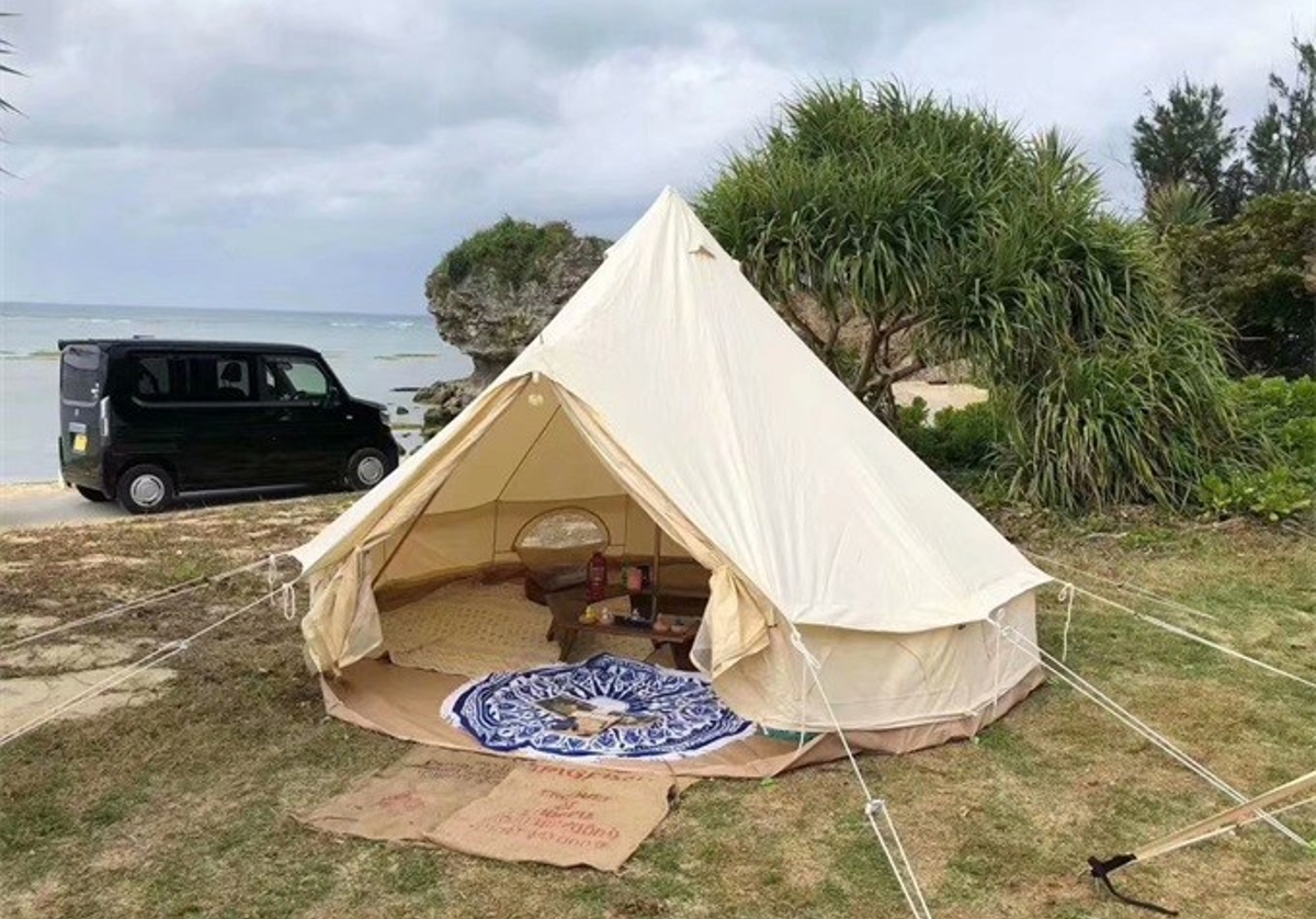 Rainbow over the camping site
