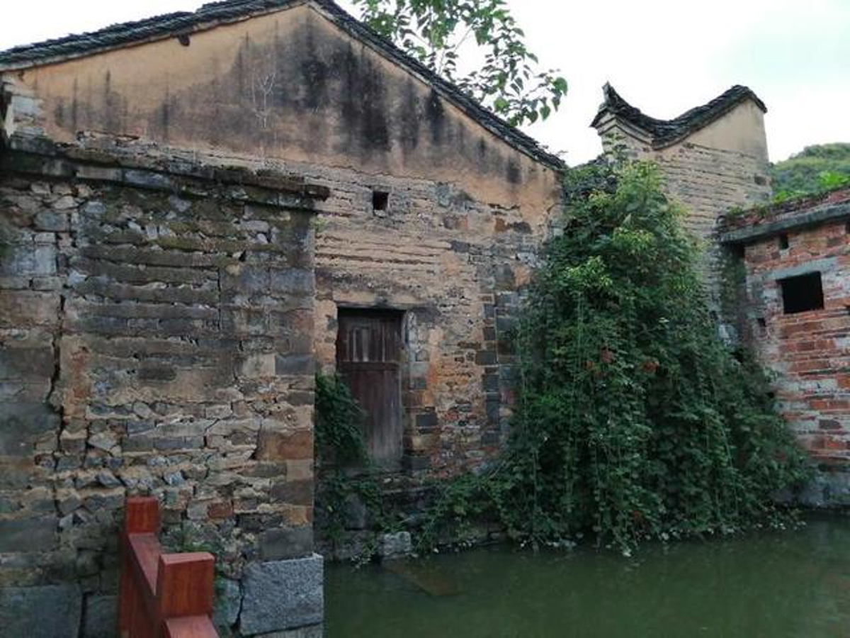 Village architecture at dusk