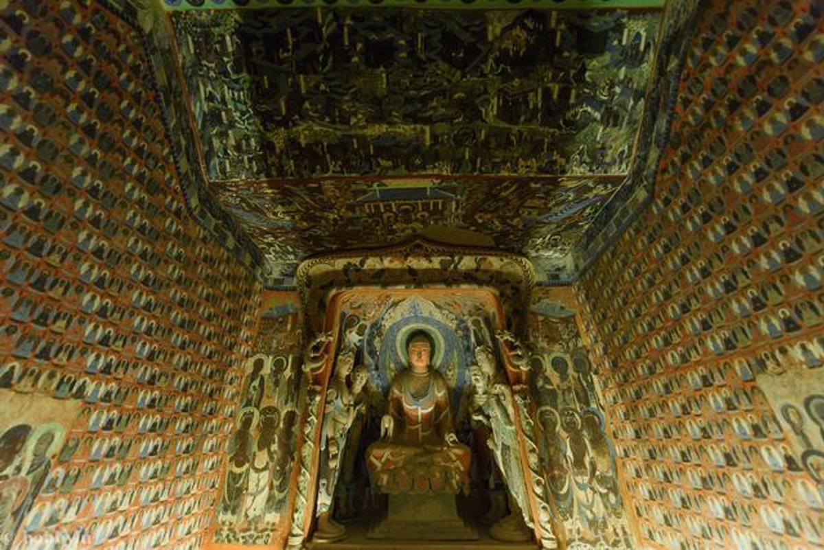 Mogao Caves cliff with caves