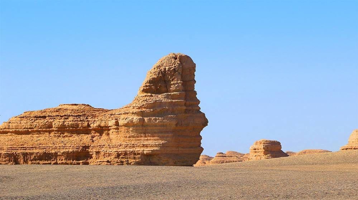 Yardang formations at sunset