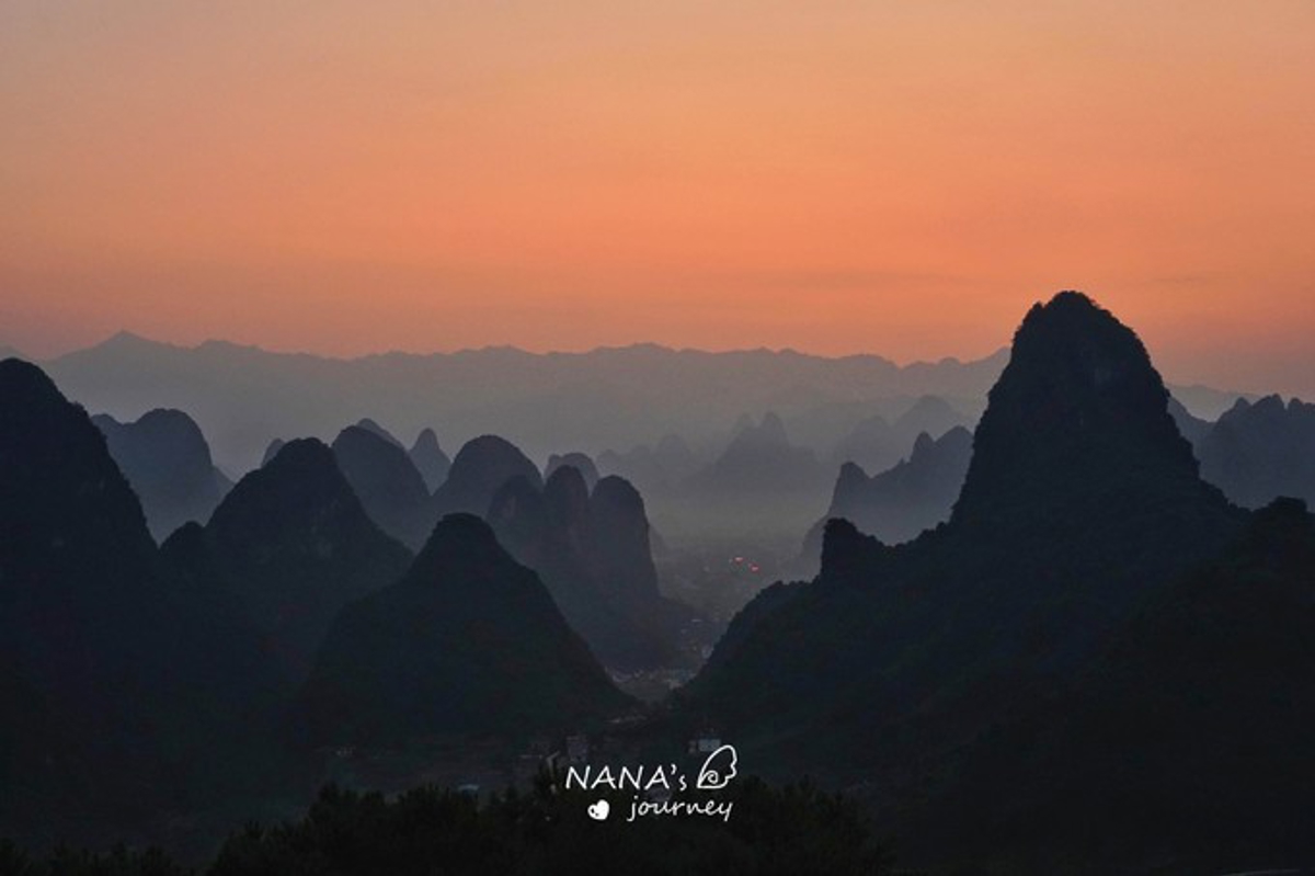 Sunrise over karst peaks