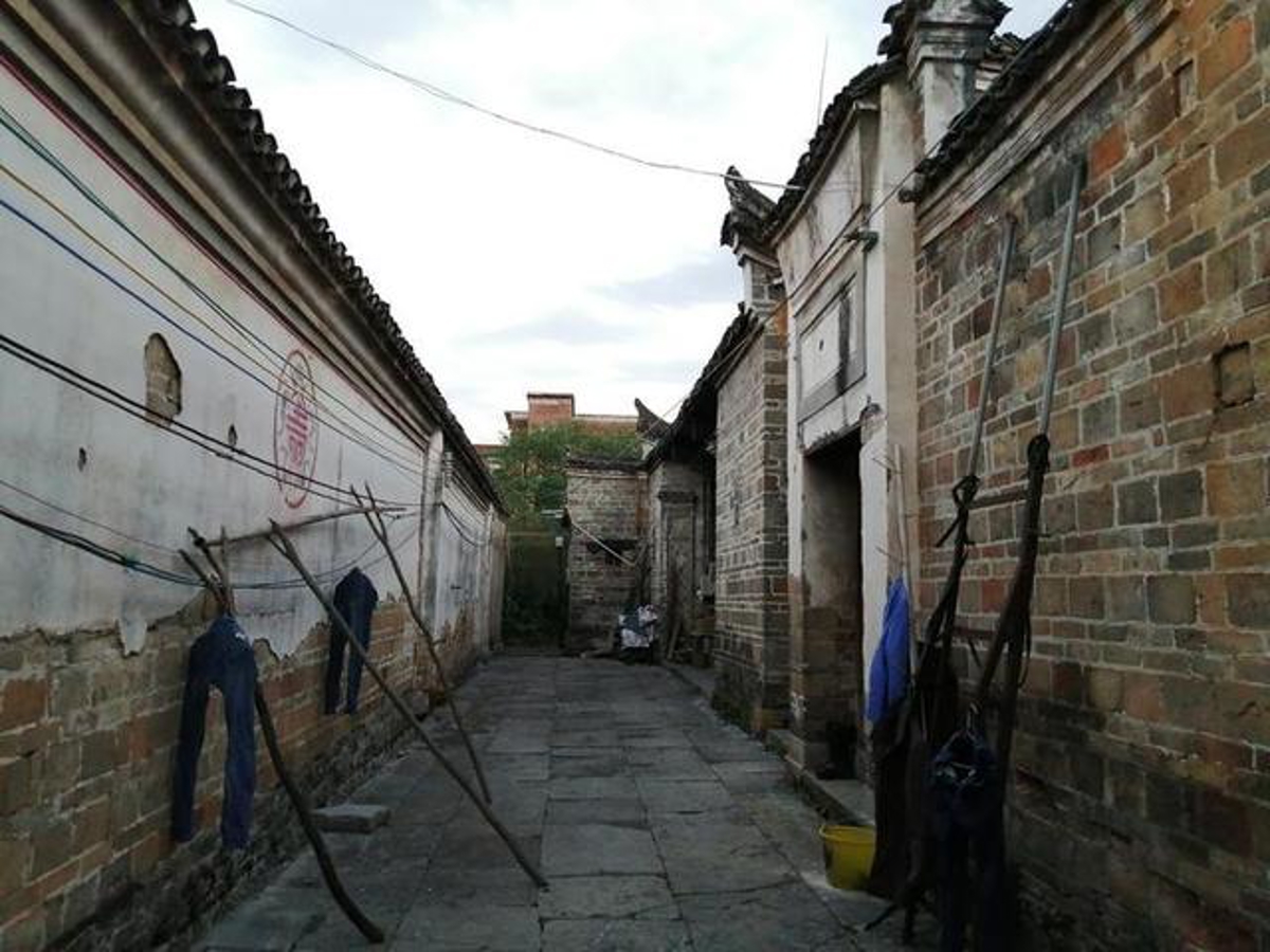 Village architecture at dusk